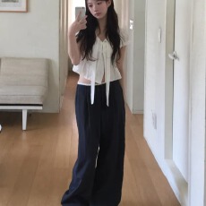 批发韩版休闲显瘦弯刀裤新款直筒裤垂感长裤