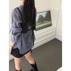 批发设计感小众长袖衬衫+吊带马甲