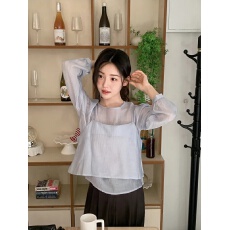 批发透视小衫上衣+<b class='q'>吊带</b><b class='q'>背心</b>长袖上衣两件套