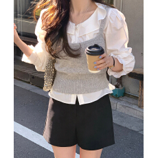 批发<b class='q'>娃娃领</b><b class='q'>衬衫</b>喇叭袖<b class='q'>衬衫</b>+针织吊带背心