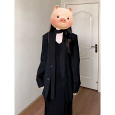 批发高级感宴会连衣裙子女<b class='q'>夏</b>2025新款早秋穿搭一整套黑色西装吊带长裙