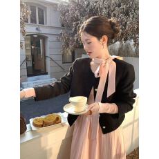 批发火火火【黑松露】韩版小香风外套女短款温柔气质千金风秋季上衣