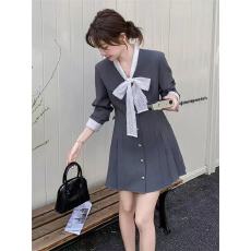 批发miu系蕾丝蝴蝶结<b class='q'>西装</b>连衣裙女2026春季新款法式收腰修身气质百褶