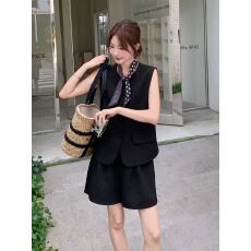 批发黑色韩系学院风无袖马甲套<b class='q'>装</b>女2026夏季小个子<b class='q'>气质</b>休闲短<b class='q'>裤</b>两件套