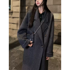 批发黑灰色双面羊绒大衣女2025秋冬新款中长款高级感羊毛呢子韩系外套