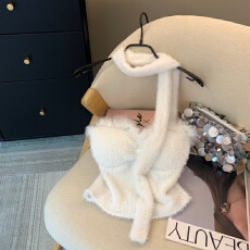 批发上实拍~<b class='q'>秋</b>冬氛围感毛绒绒抹胸背心纯欲辣妹毛毛拼接软糯围脖上衣