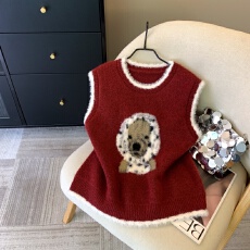 批发上实拍~韩系可爱小狗提花叠穿圆领针织马甲外搭2026新款无袖背心
