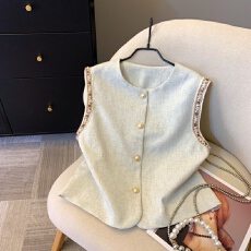 批发上实拍~高级感小香编织西装马甲女春季2026新款超火坎肩马夹<b class='q'>外套</b>