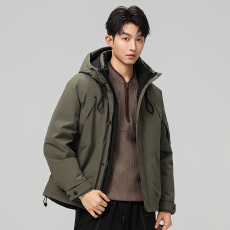 2025冬季新款高级感连帽工装羽绒服男加厚保暖防水夹克外套