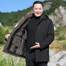 棉衣中老年男装冬季新款厚款两件套可脱加厚加绒服冬商务男装