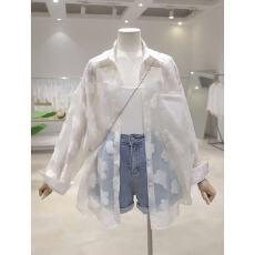 批发质感薄款立体花朵2026夏季新款宽松显瘦中长款遮臀长袖防晒衬衫女
