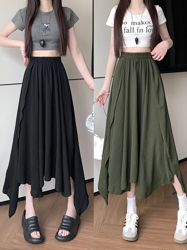 FA35890# 大码女装夏装时尚百搭宽松显瘦遮胯遮肉设计感不规则半身裙 服裝批發女裝批發服飾貨源