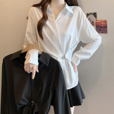 批发实拍大码女装春装新款收腰显瘦衬衣高级感轻奢减龄洋气衬衫上衣