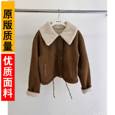批发2025韩国东大门秋季新款女装翻领净版保暖加绒系带短款外套