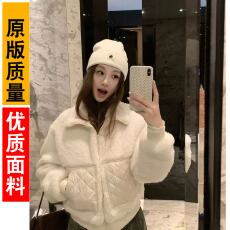 批发韩系休闲米白色奶呼呼羊羔毛仿<b class='q'>皮草</b><b class='q'>外套</b>