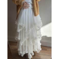 批发法式浪漫网纱甜美风木耳边不规则蛋糕<b class='q'>裙</b>高腰A<b class='q'>字</b><b class='q'>裙</b>大<b class='q'>裙</b>摆蓬蓬<b class='q'>裙</b>女