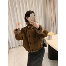 批发软乎乎羊羔毛麂皮绒外套女秋冬新款仿皮毛一体宽松加厚保暖棉衣