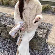 批发牛角扣羊羔毛<b class='q'>外套</b>冬季宽松气质小个子减龄毛毛保暖短<b class='q'>外套</b>