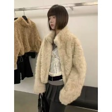 批发2026冬装高级感仿羊羔毛皮毛一体立领拉链<b class='q'>皮草</b><b class='q'>外套</b>女