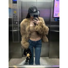 环保狐狸毛皮草外套女冬季短款2025时尚新款加厚高级渐染毛毛上衣