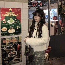 批发2026<b class='q'>冬</b>新款仿皮草女<b class='q'>冬</b>小个子毛毛外套宽松短款小v领立领皮毛一体