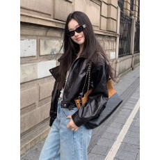 批发复古机车英伦绵羊皮真皮皮衣<b class='q'>女</b>短2026春秋新款拉链酷飒皮<b class='q'>夹克</b>外套