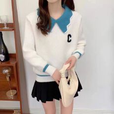 批发秋冬2025新款毛衣长袖针织衫<b class='q'>韩版</b>上衣百搭娃娃领女士套头打底衫女