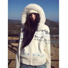 批发费尔岛毛衣外套美式复古潮牌秋冬<b class='q'>情侣</b><b class='q'>大毛领</b>撞色针织衫