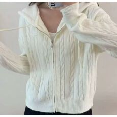 批发韩国东大门欧美风新款辣妹<b class='q'>短款</b>麻花长袖<b class='q'>针织</b><b class='q'>开衫</b>拉链毛衣显瘦外套