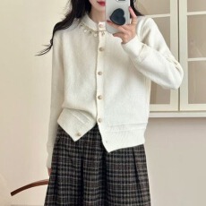 批发2025春秋百搭亮片新款针织开衫宽松毛衣女装圆领法式减龄<b class='q'>上衣</b><b class='q'>外套</b>