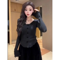 批发2025新款蝴蝶结毛衣慵懒高级感针织开衫上衣女秋冬季