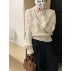 批发韩系秋冬新款内搭慵懒风麻花套头高领毛衣女冬季加厚宽松百搭<b class='q'>上衣</b>