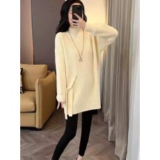 批发2025原版绵羊绒欧货中长款高领针织衫女秋冬宽松百搭休闲韩版显瘦