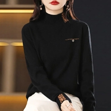 批发半高领毛衣女加厚秋冬新款短款上衣宽松长袖<b class='q'>针织衫</b>洋气内搭打底衫