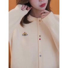 批发彩色钮扣针织衫女2025<b class='q'>春秋</b>新款卡通刺绣宽松减龄圆领软糯开衫外套