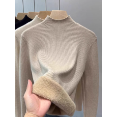 批发半高领加厚一体水貂绒针织打底衫女毛衣秋冬2025新款保暖内搭上衣