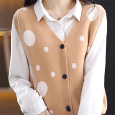 批发韩版大码纯羊绒针织开衫<b class='q'>马甲女</b>2025秋冬新款宽松洋气羊毛毛衣外套