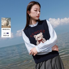 批发圆领针织马甲<b class='q'>背心</b>女春秋冬款2025<b class='q'>新款</b>宽松外穿马夹外搭毛衣坎肩潮