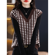 批发2025<b class='q'>新款</b>100%纯棉针织衫马甲毛衣<b class='q'>背心</b>女早春秋冬季坎肩宽外穿马夹