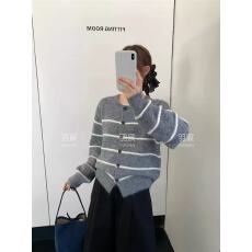 批发温柔风休闲条纹圆领软糯百搭针织开衫女秋季2025新款<b class='q'>宽松</b>毛衣外套