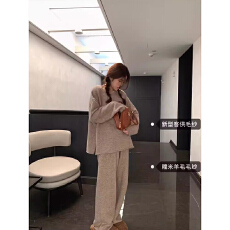 批发superniniyy 高品质客供出品日常糯米慵懒温柔羊毛毛衣阔腿<b class='q'>裤</b><b class='q'>套装</b>