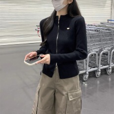 批发秋装2025新款双拉链毛衣<b class='q'>外套</b>女开衫立领长袖<b class='q'>修身</b>针织上衣内搭打底