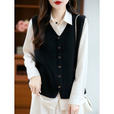 批发2025秋冬新款马甲针织<b class='q'>镂空</b>宽松羊毛衫叠穿穿搭神器开衫坎肩