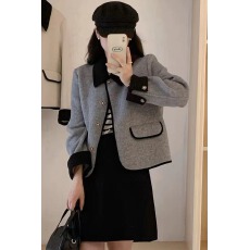 批发2025韩系秋冬新款小香风双面大衣女<b class='q'>短</b>款撞色气质精致双面呢<b class='q'>外套女</b>