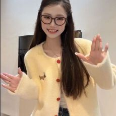 批发2025春秋新款毛衣甜美<b class='q'>开衫</b>上衣外套仿水貂毛<b class='q'>针织</b>法式名媛宽松显瘦