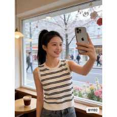 批发气质通勤圆领撞色条纹百搭<b class='q'>背心</b>