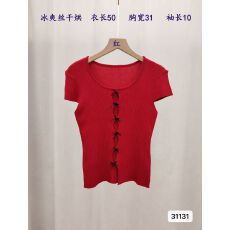 批发性感辣妹<b class='q'>圆领</b>玫瑰蝴蝶结镂空短袖上衣女