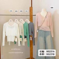 批发韩系气质软糯慵懒风针织外套+百搭纯色吊带
