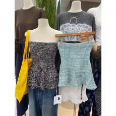 批发Doubleseven秋季小性感一字领渐变设计修身显瘦<b class='q'>百搭</b>抹胸针织背心