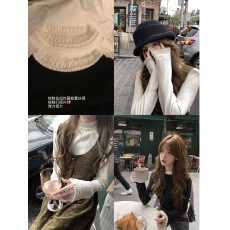 批发媌老板软香蕾丝边打底MIAOLAB磨毛亲肤半高领<b class='q'>打底衫</b>长袖T恤女